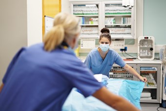 Nurses working in a ward environment